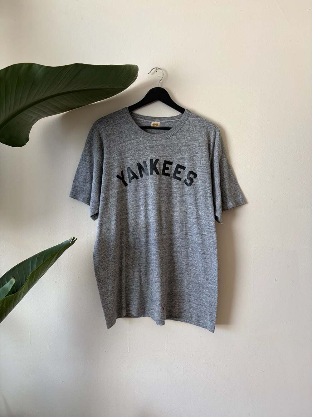Vintage 70s Russell Athletic New York Yankees Heather Grey T-Shirt XL Fisher 44